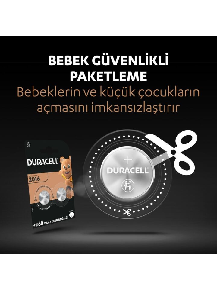 CR2016 Düğme Pil 3V 2'li Paket